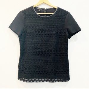 Talbots Black Crochet Top Short Sleeve Size S